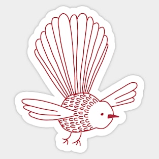 New Zealand Fantail Piwakawaka palest pink and Christmas Red Sticker